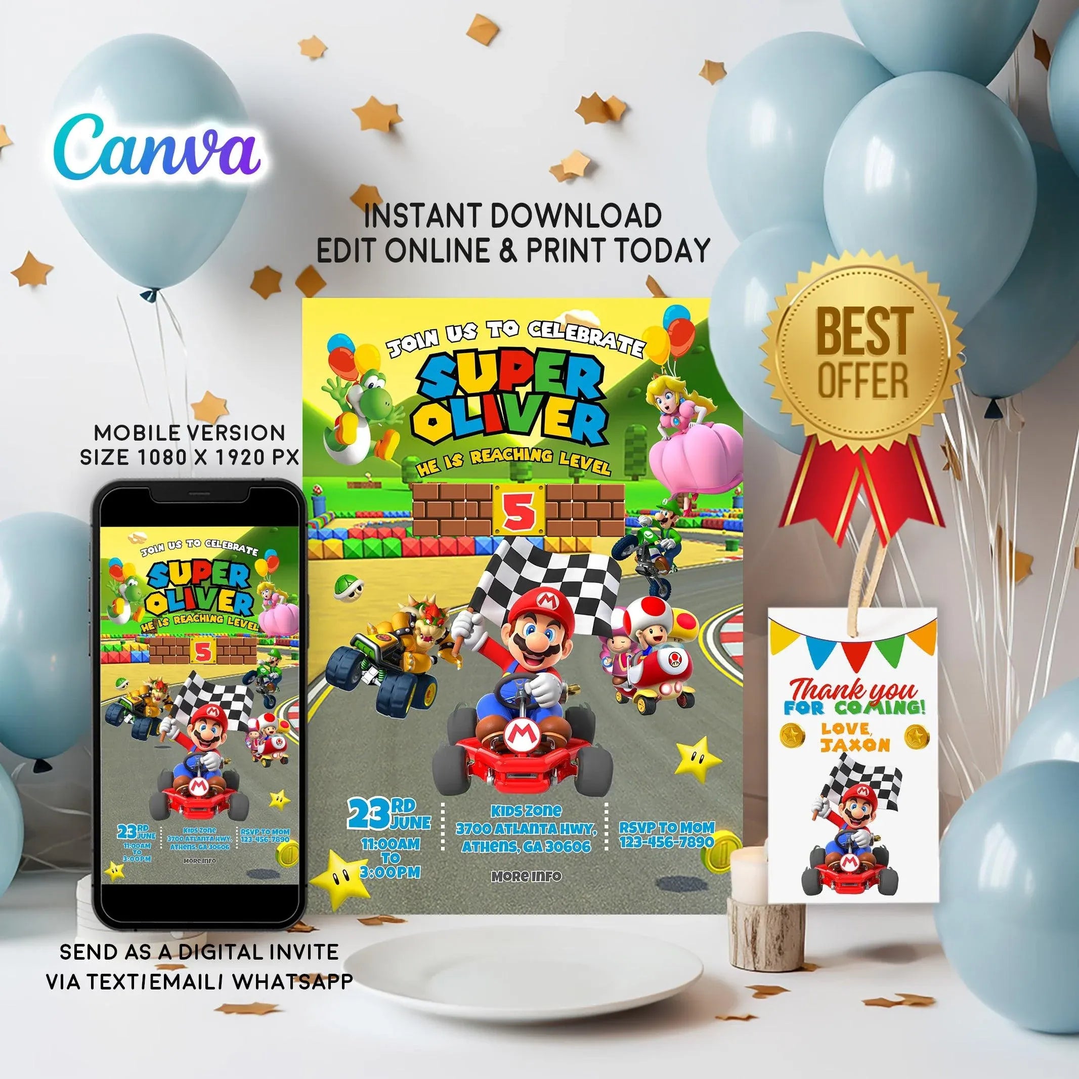 Super Mario Games Birthday Invitation Template Super Mario Digital i