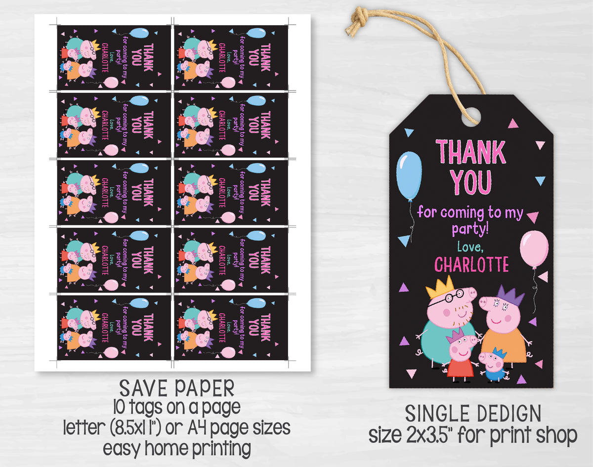 George Pig Thank You Tag ☆ Instant Download
