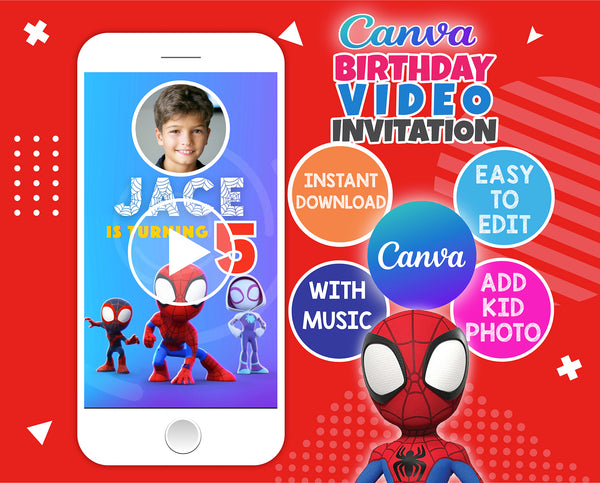 Marvel's Spidey and His Amazing Friends Birthday Invitation Video | Editable Canva Template