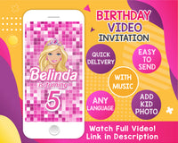 Barbie Video Invitation | Barbie Birthday Party Animated Invitation
