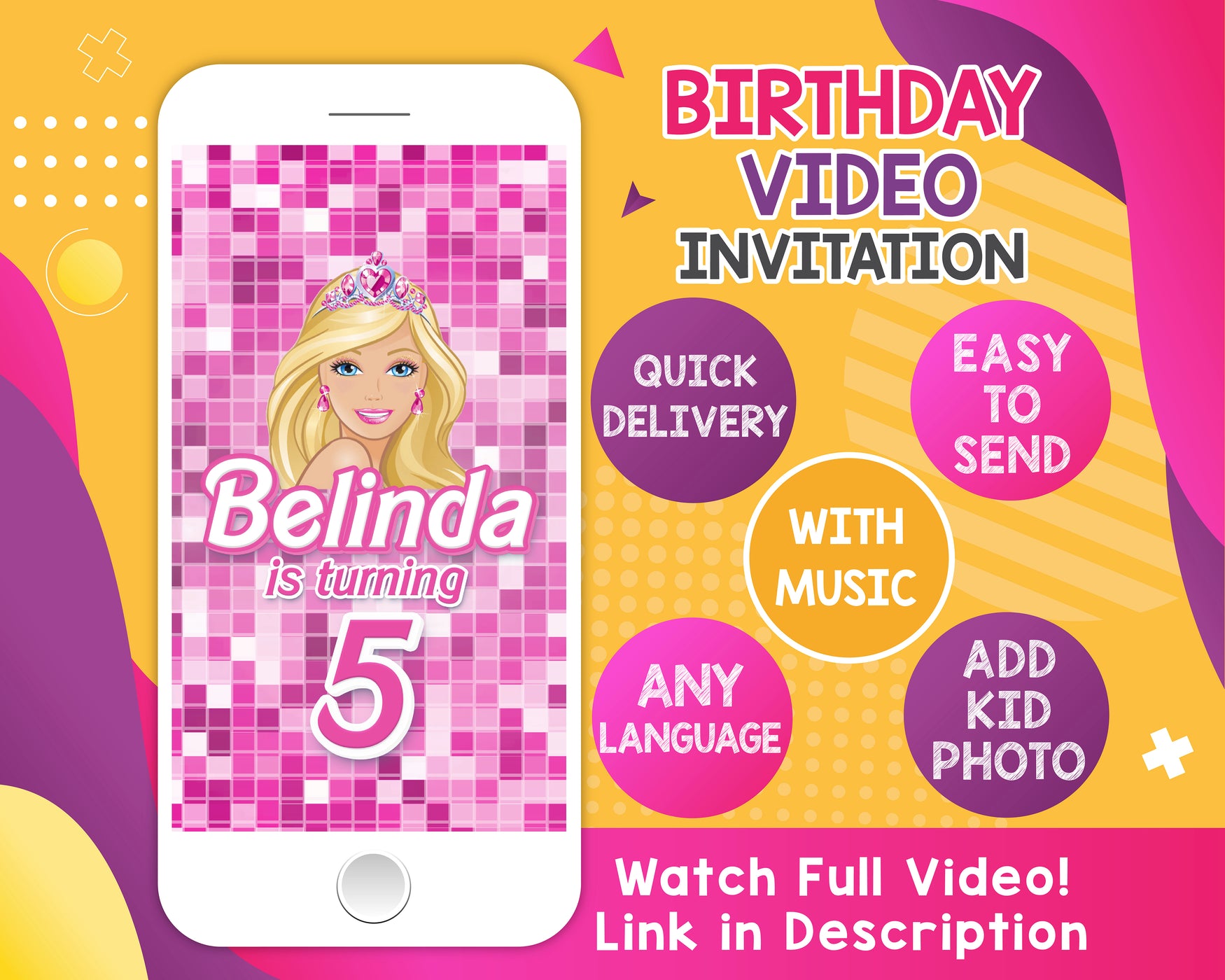 Barbie Video Invitation | Barbie Birthday Party Animated Invitation