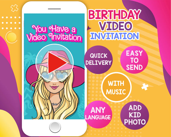 Barbie Birthday Video Invitation | Barbie Birthday Party Animated Invitation