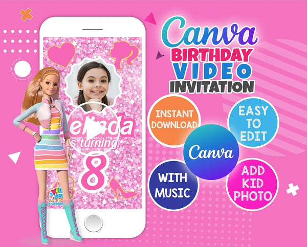 Canva Animated Birthday Invitation Video | Editable Template | Instant Download