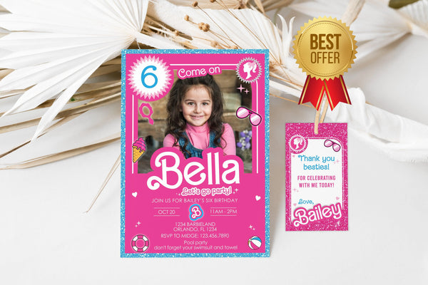 Fashion Doll Birthday Party Invitation – Pink & Glam Theme Invitation for Girls – Instant Access & Customizable