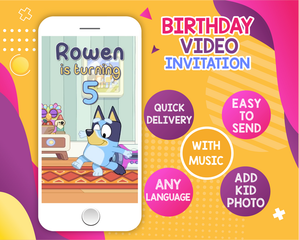 Bluey Video birthday Invitation