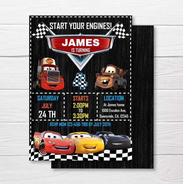 Cars Birthday Invitation, Cars Invitation, McQueen Birthday Invitation, Instant Download