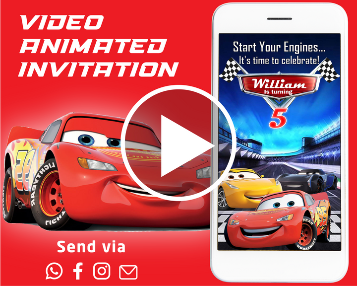 Cars Birthday Video Invitation | Lightning McQueen Animated Invitation - kidszoneparty