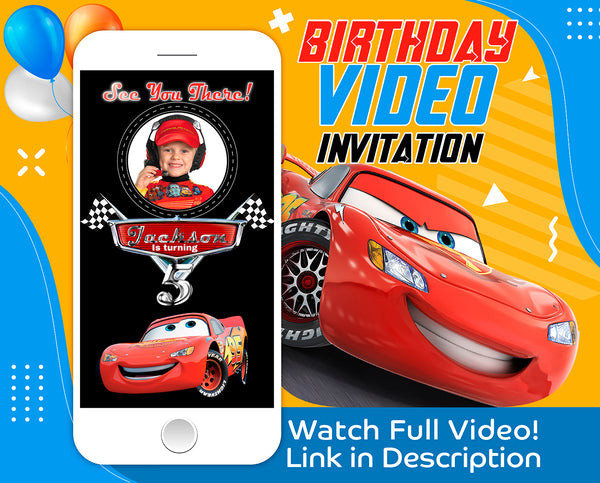 Cars Birthday Video Invitation | Lightning McQueen Animated  Invitation (Copy)