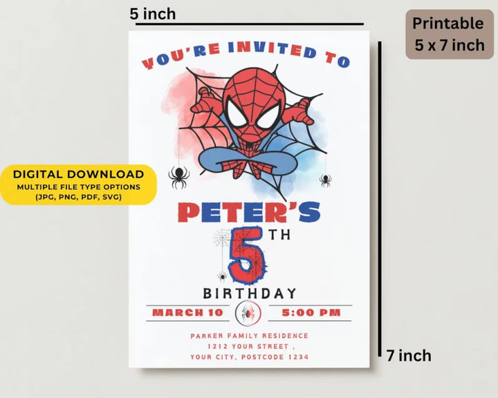 Editable Spiderman Birthday Invitation Spiderman Party Invite Instant Download Custom Spiderman Birthday Card Marvel Invitation Template. 5