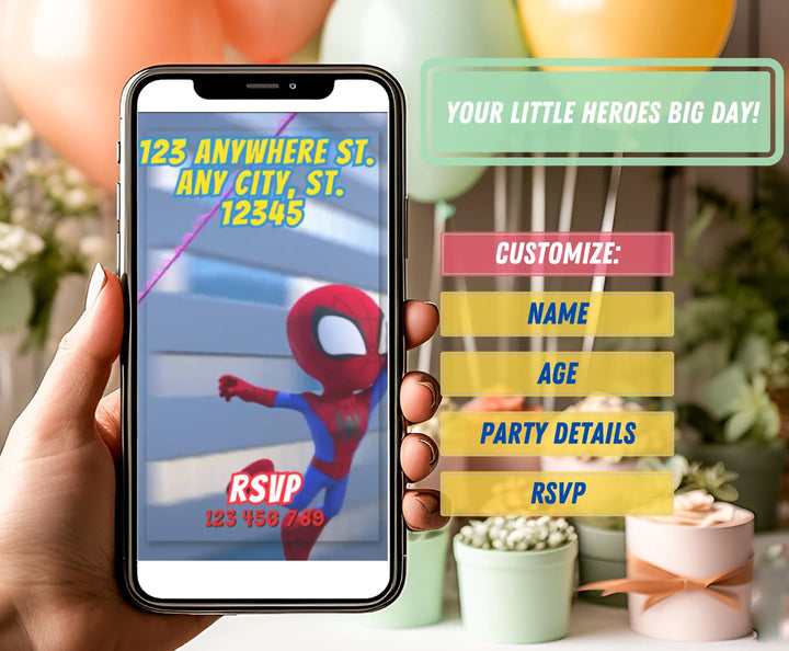 spidey invitation, spidey birthday invite, spidey party template, spidey canva template, spidey digital invite, spidey phone invite, spidey thank you tag, spidey party printable, spidey editable invite, spidey birthday card, spidey and friends invite, superhero birthday invite, superhero party template, marvel heroes invitation, marvel birthday invite, marvel party template, kids birthday invitation, editable birthday invite, printable birthday invite, digital party invitation, boy birthday invitation, cart