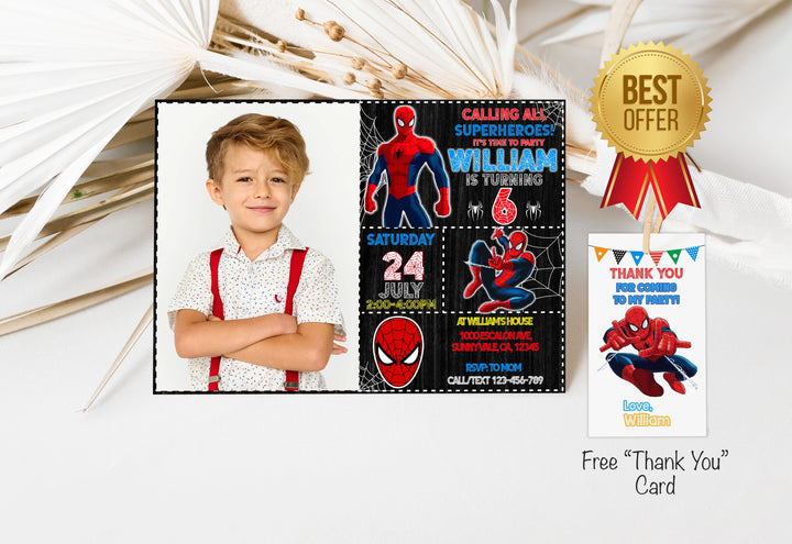 Editable Spiderman Birthday Invitation Spider-man Invite, Printable Birthday Card Party Invitation Digital Kids Party Invite Template-1
