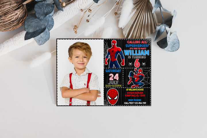 Editable Spiderman Birthday Invitation Spider-man Invite, Printable Birthday Card Party Invitation Digital Kids Party Invite Template-1