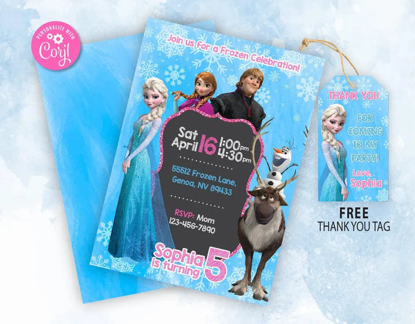 Frozen Birthday Invitation Template | Elsa Anna Birthday Party Invitation | Editable | Printable | Instant Download-Birthday Party Supplies-kidszoneparty