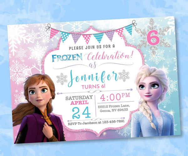 Frozen Birthday Invitation Template | Elsa Anna Birthday Party Invitation | Editable | Printable | Instant Download