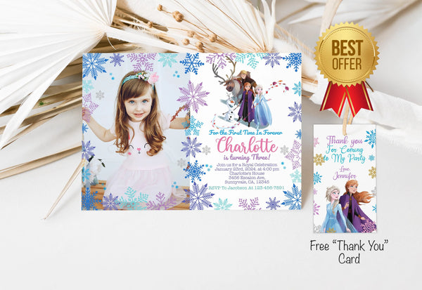 Frozen Birthday Invitation Template With Photo | Editable | Printable | Instant Download