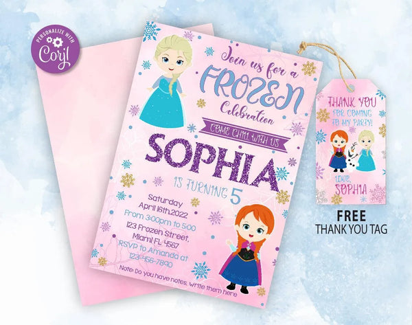 Frozen Birthday Invitation Template | Elsa Anna Birthday Party Invitation | Editable | Printable | Instant Download-Birthday Party Supplies-kidszoneparty
