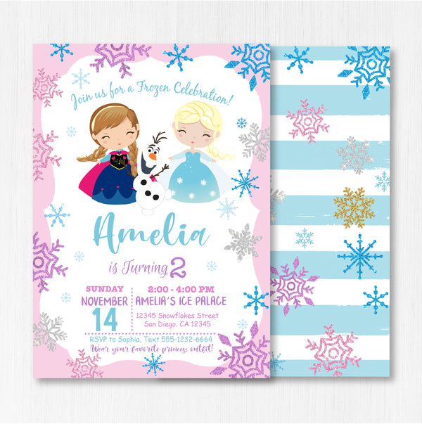 Frozen Birthday Invitation Template | Elsa Anna Birthday Party Invitation | Editable | Printable | Instant Download