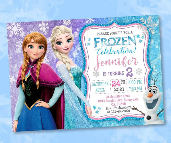 Frozen Birthday Invitation Template | Elsa Anna Birthday Party Invitation | Editable | Printable | Instant Download