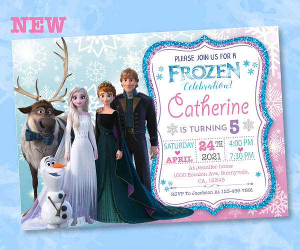 Frozen Birthday Invitation Template | Elsa Anna Birthday Party Invitation | Editable | Printable | Instant Download
