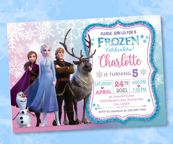 Frozen Birthday Invitation Template | Elsa Anna Birthday Party Invitation | Editable | Printable | Instant Download