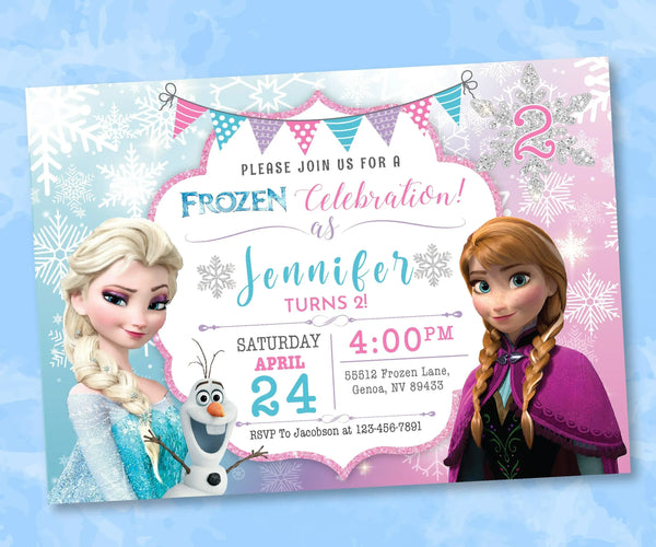 Frozen Birthday Invitation Template | Elsa Anna Birthday Party Invitation | Editable | Printable | Instant Download