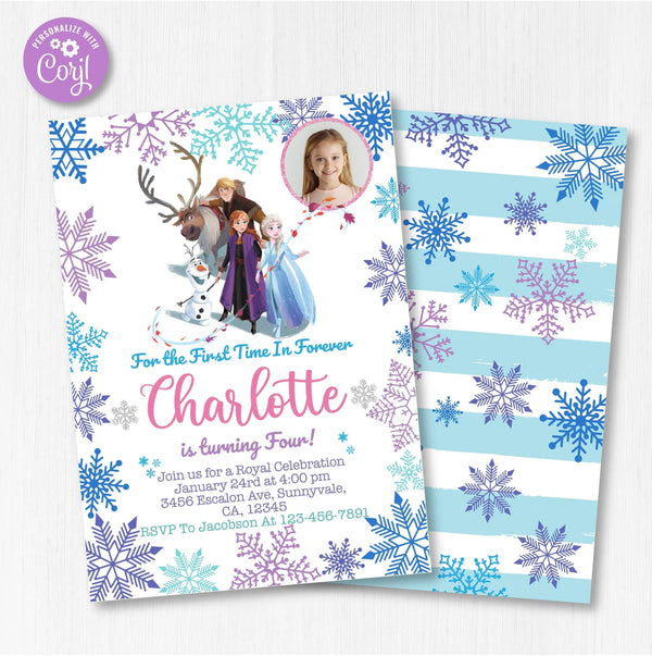 Frozen Birthday Invitation Template With Photo | Editable | Printable | Instant Download-Birthday Party Supplies-kidszoneparty