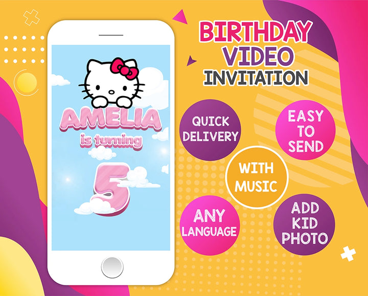 Hello Kitty Video Invitation | Hello Kitty Birthday Party Animated Invitation - kidszoneparty