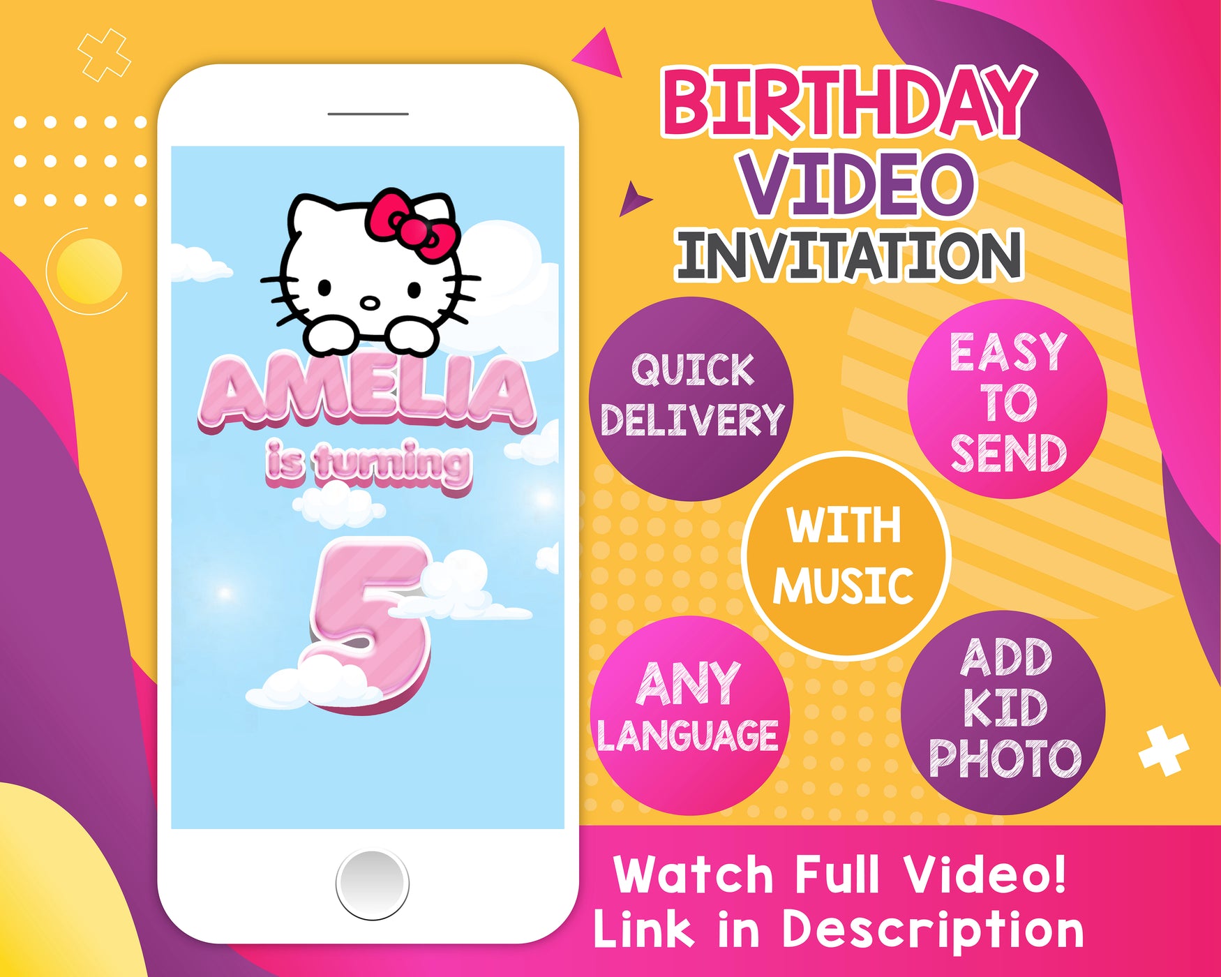 Hello Kitty Video Invitation | Hello Kitty Birthday Party Animated Invitation