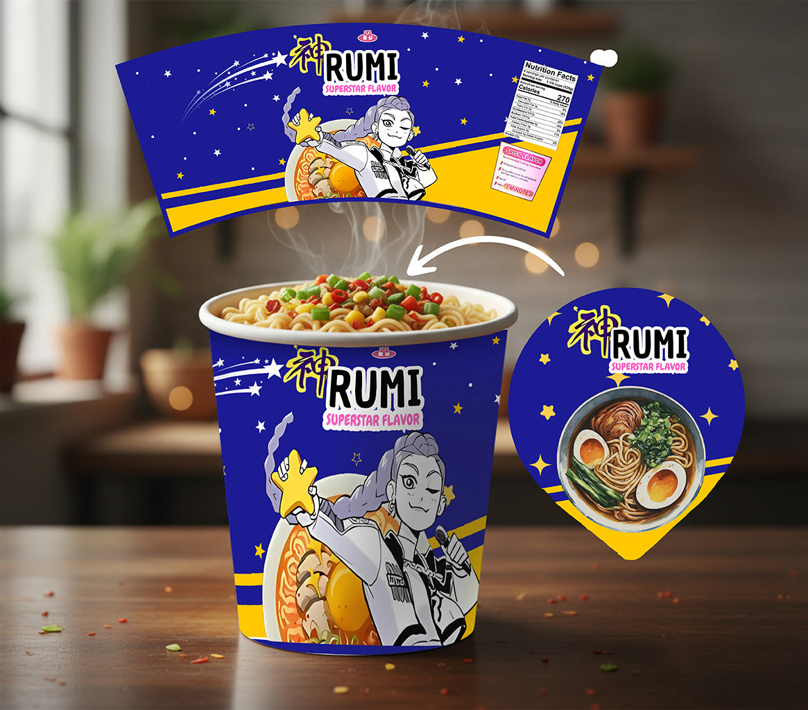 Kpop Demon Hunters Cup Noodle Labels Ramyeon, Cosplay Party Huntrix Ra ...