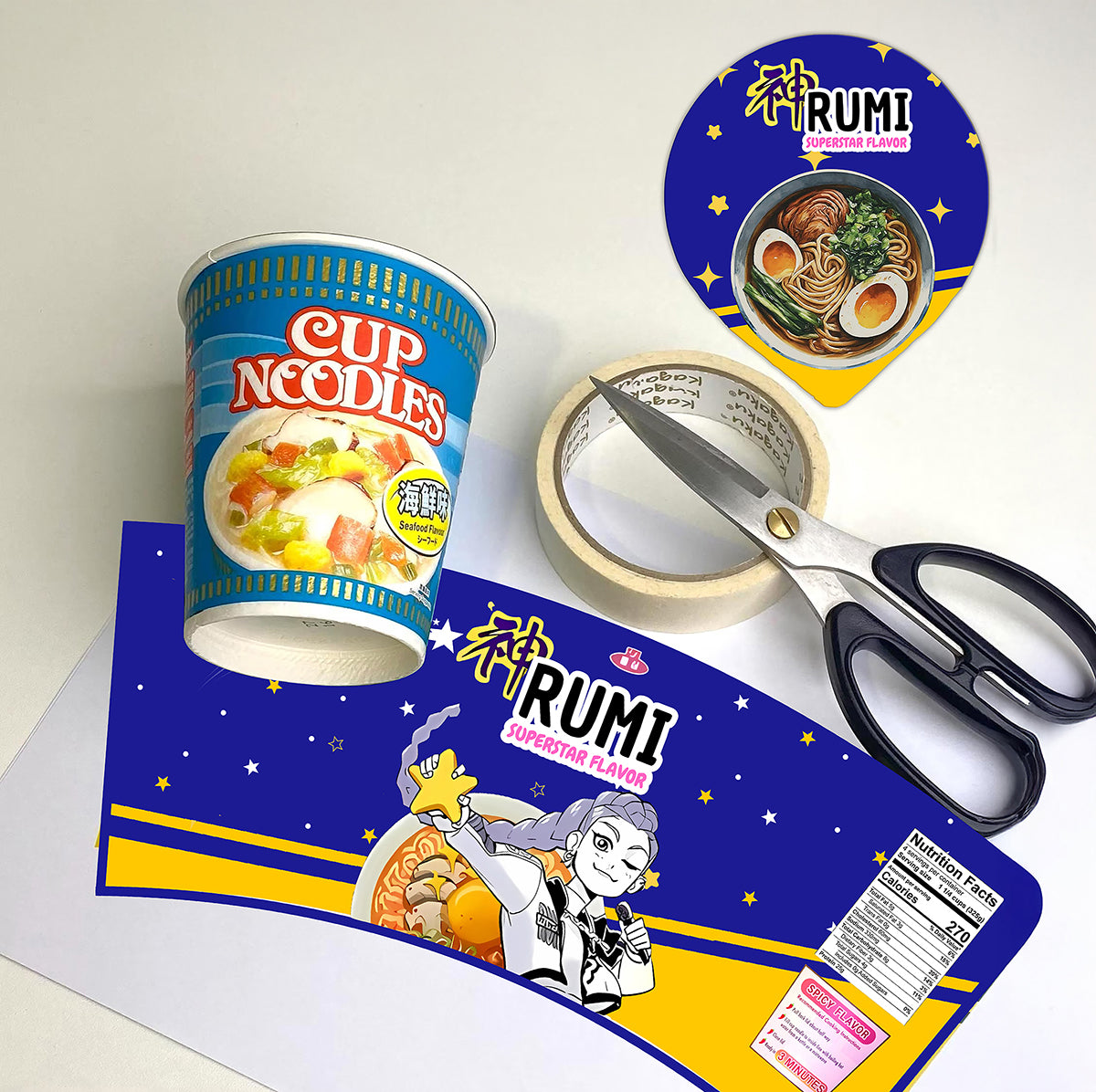 Kpop Demon Hunters Cup Noodle Labels Ramyeon, Cosplay Party Huntrix Ra ...