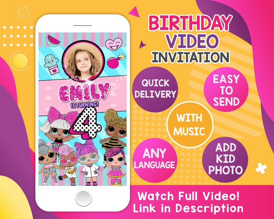 Pink Birthday Party Invitation Animated Video Invite 