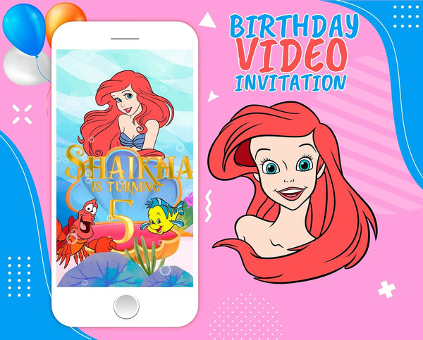 Little Mermaid Birthday Video Invitation - Little Mermaid Animated Invitation