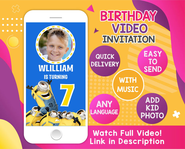 Minions Birthday Video Invitation | Minions Animated Invitation - kidszoneparty