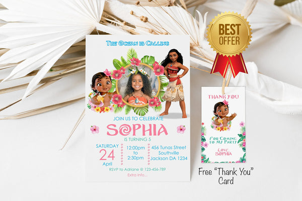Moana Birthday Invitation Template | Editable | Printable | Instant Download