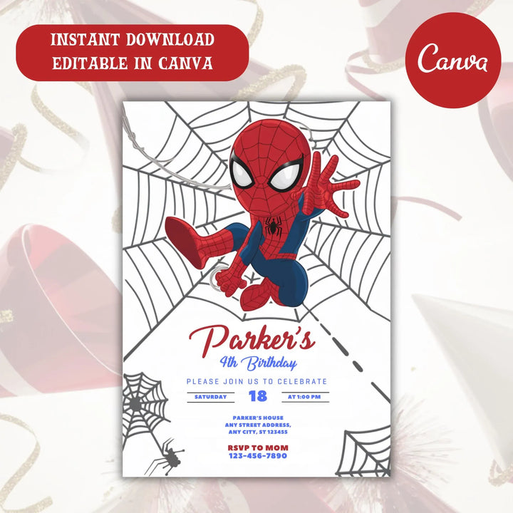 spidey invitation, spidey birthday invite, spidey party template, spidey canva template, spidey digital invite, spidey phone invite, spidey thank you tag, spidey party printable, spidey editable invite, spidey birthday card, spidey and friends invite, superhero birthday invite, superhero party template, marvel heroes invitation, marvel birthday invite, marvel party template, kids birthday invitation, editable birthday invite, printable birthday invite, digital party invitation, boy birthday invitation, cart
