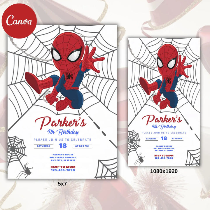spidey invitation, spidey birthday invite, spidey party template, spidey canva template, spidey digital invite, spidey phone invite, spidey thank you tag, spidey party printable, spidey editable invite, spidey birthday card, spidey and friends invite, superhero birthday invite, superhero party template, marvel heroes invitation, marvel birthday invite, marvel party template, kids birthday invitation, editable birthday invite, printable birthday invite, digital party invitation, boy birthday invitation, cart