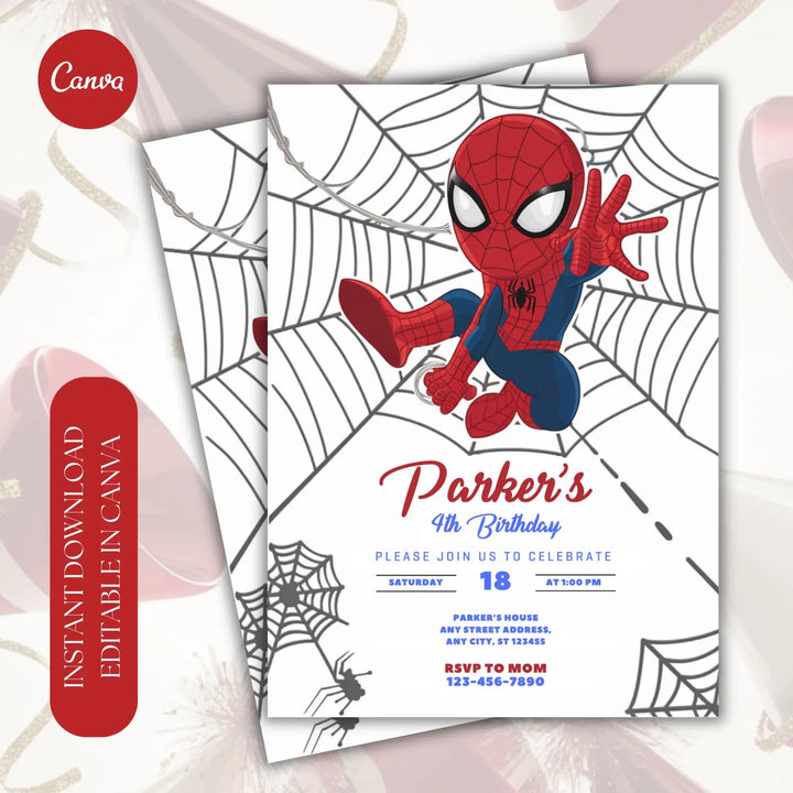 spidey invitation, spidey birthday invite, spidey party template, spidey canva template, spidey digital invite, spidey phone invite, spidey thank you tag, spidey party printable, spidey editable invite, spidey birthday card, spidey and friends invite, superhero birthday invite, superhero party template, marvel heroes invitation, marvel birthday invite, marvel party template, kids birthday invitation, editable birthday invite, printable birthday invite, digital party invitation, boy birthday invitation, cart
