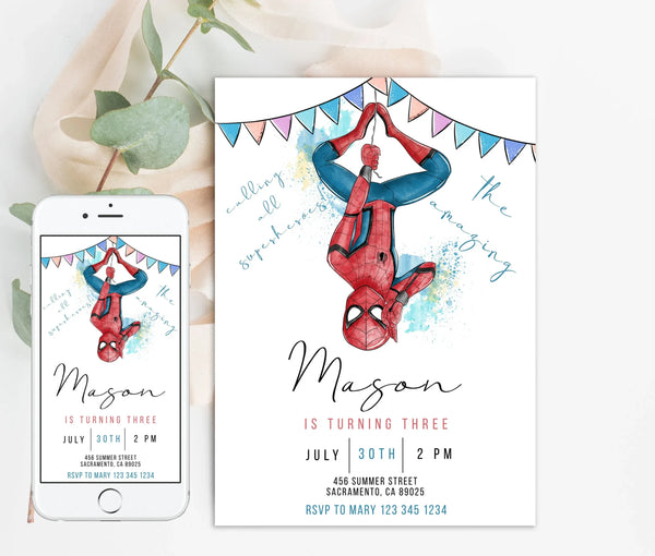 spidey invitation, spidey birthday invite, spidey party template, spidey canva template, spidey digital invite, spidey phone invite, spidey thank you tag, spidey party printable, spidey editable invite, spidey birthday card, spidey and friends invite, superhero birthday invite, superhero party template, marvel heroes invitation, marvel birthday invite, marvel party template, kids birthday invitation, editable birthday invite, printable birthday invite, digital party invitation, boy birthday invitation, cart