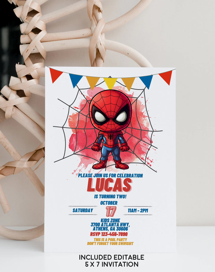 Spider-Man Digital Birthday Invitation – Editable Canva Template