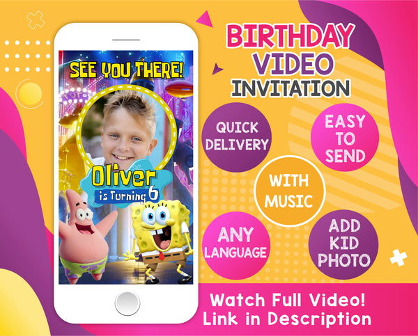 Spongebob Birthday Video Invitation | Spongebob Animated Invitation