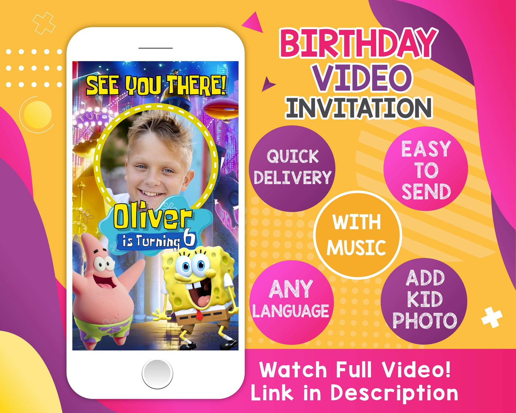 Spongebob Birthday Video Invitation | Spongebob Animated Invitation