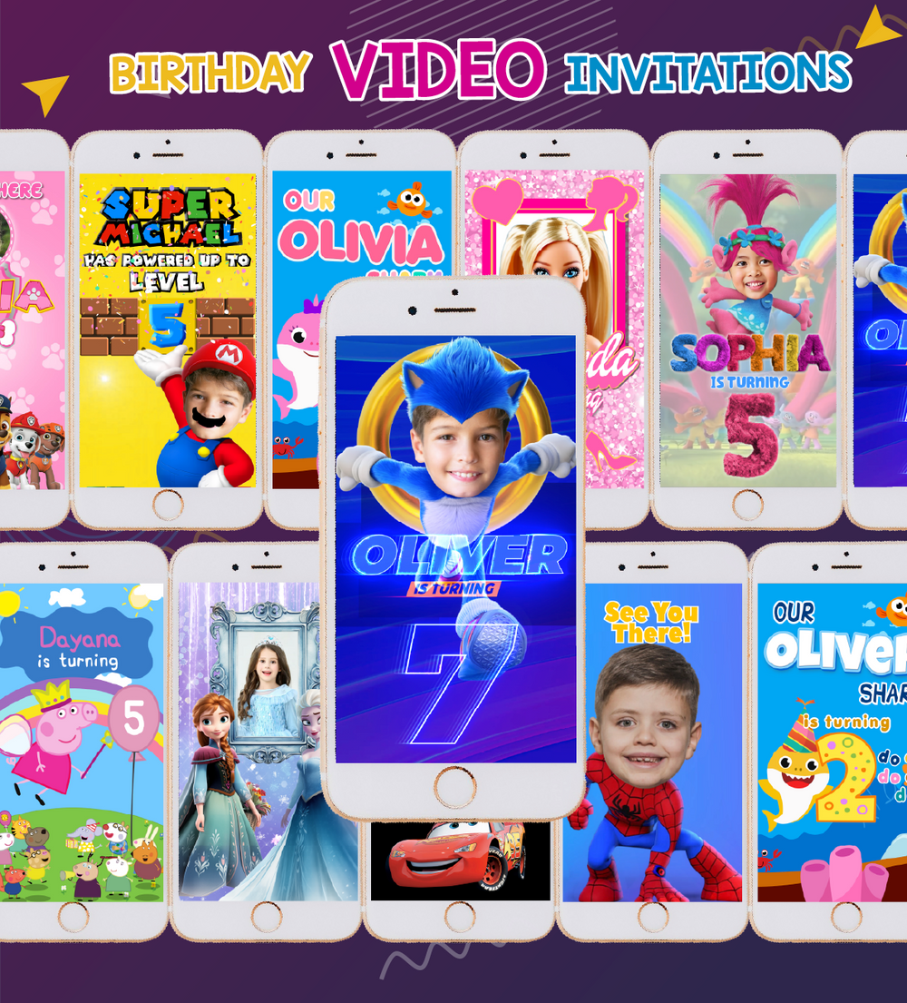 Find customizable video and printable birthday invitations with