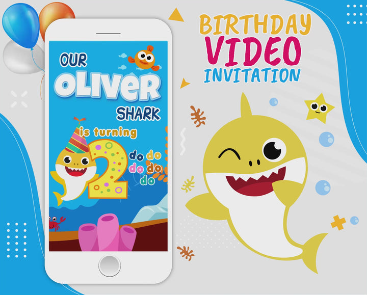 Baby Shark Animated Invitation- Baby Shark Phone Invite