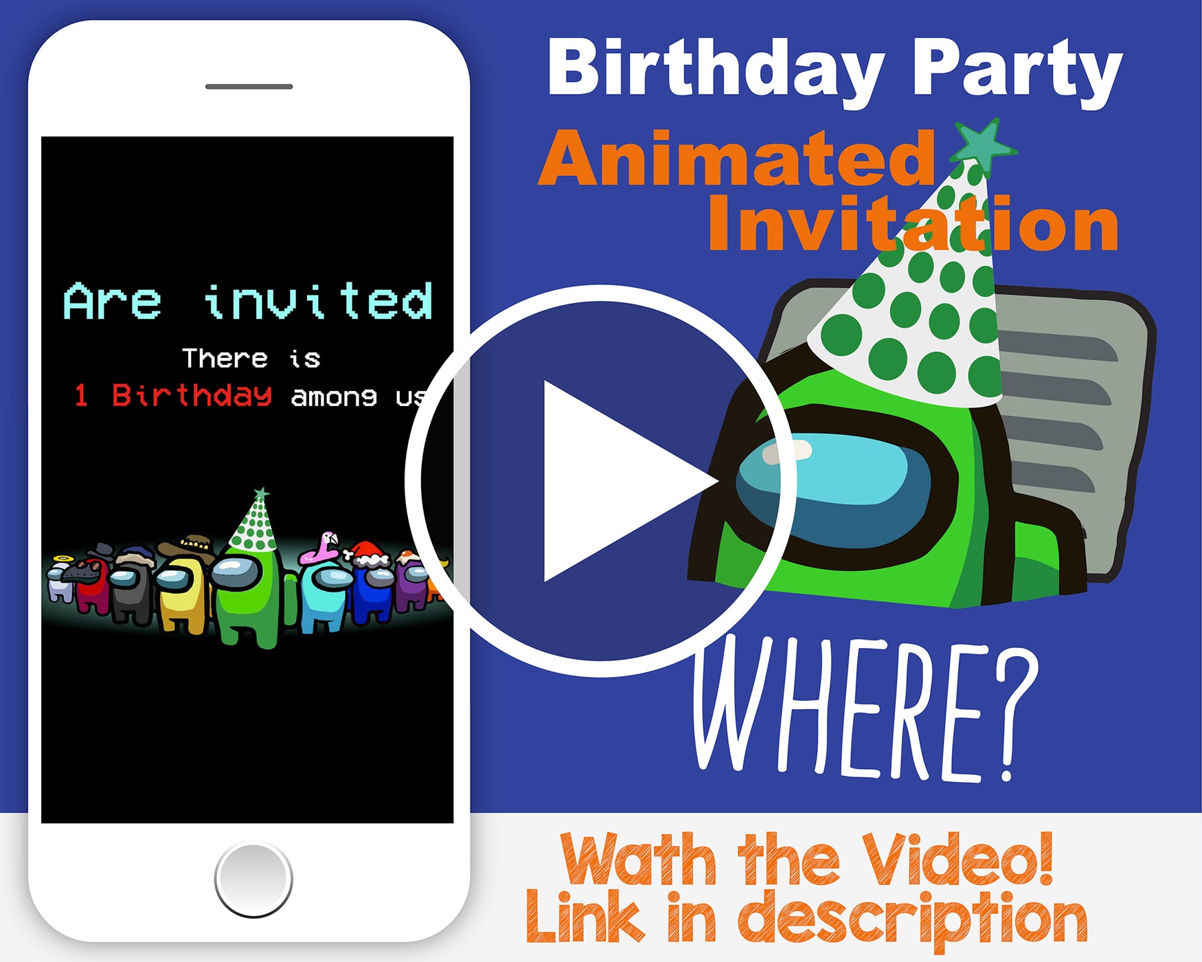 Among us Birthday Video Invitation | Among us Animated Invitation