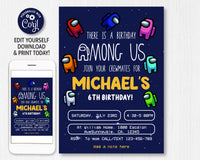 Among Us Birthday Invitation Template | Editable | Printable | Instant Download
