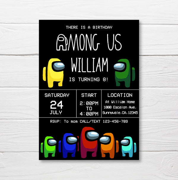 Among Us Birthday Invitation Template | Editable | Printable | Instant Download - kidszoneparty