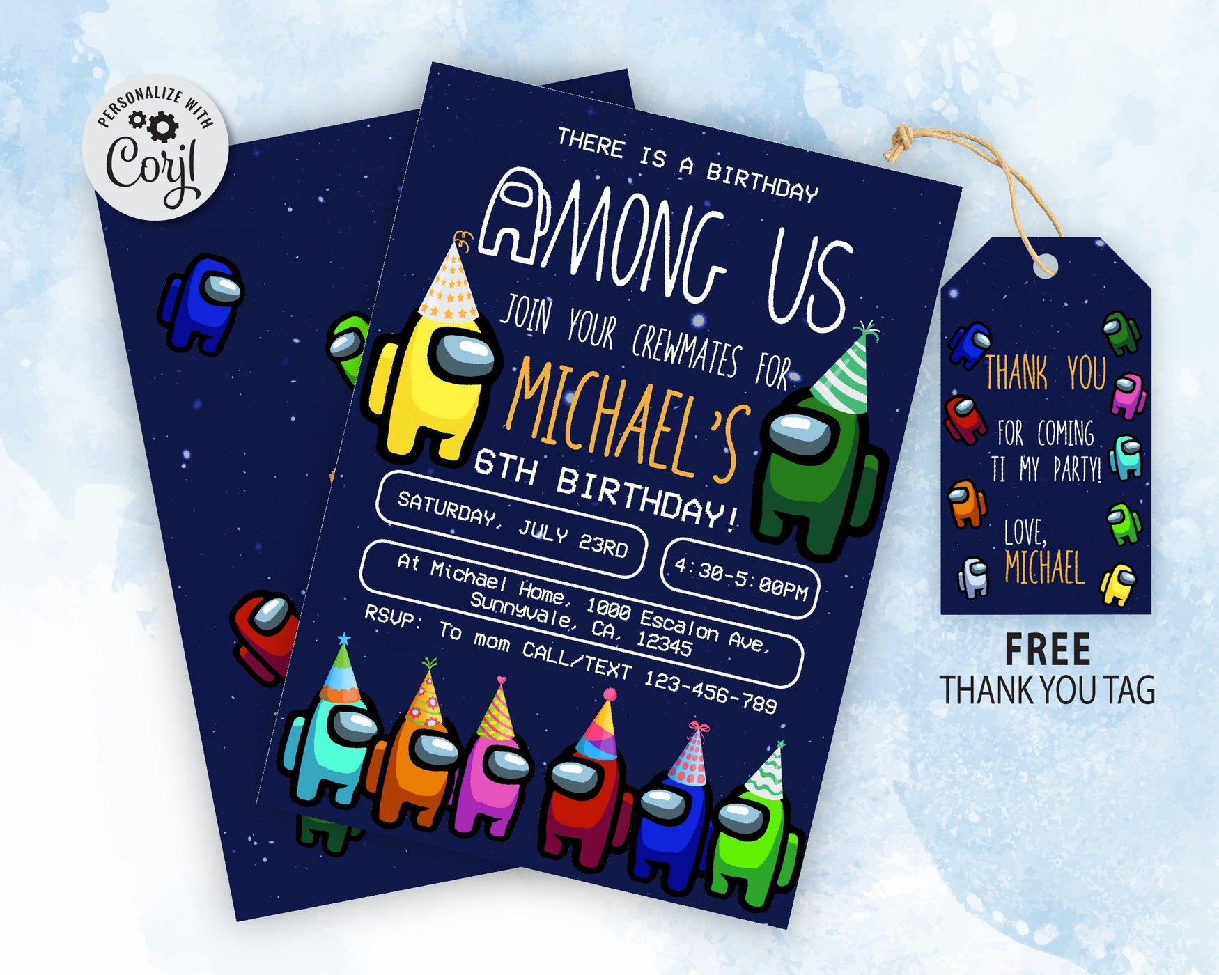 Among Us Birthday Invitation Template | Editable | Printable | Instant Download