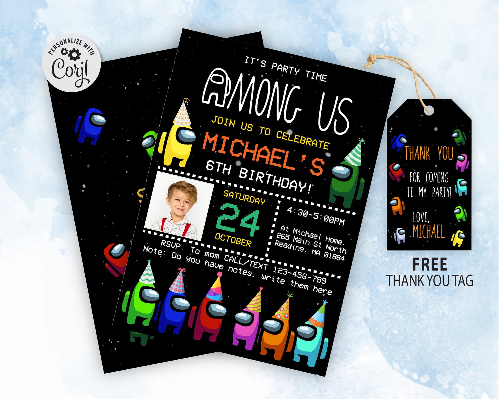 Among Us Birthday Invitation Template With Photo | Editable | Printable | Instant Download