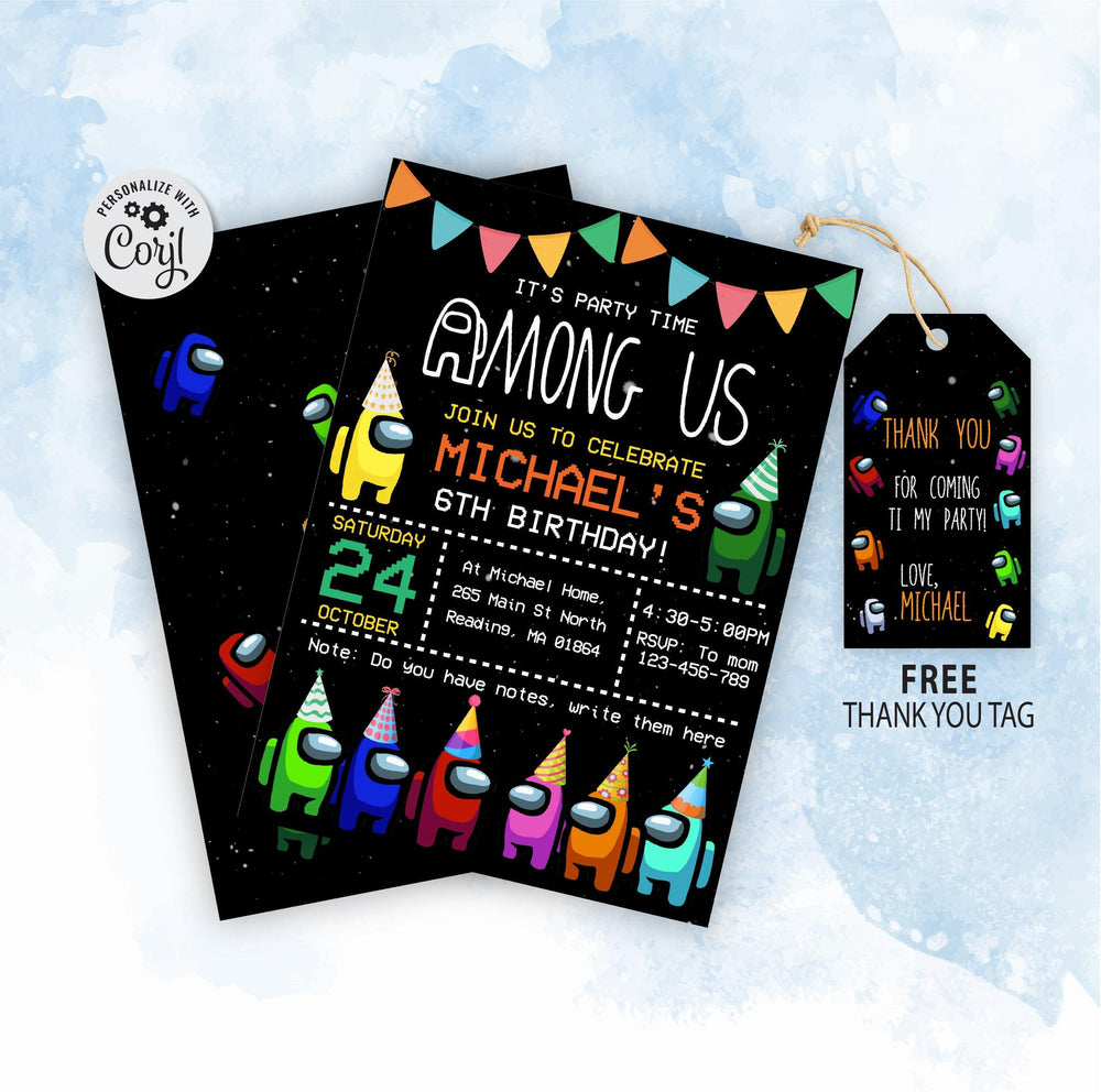 Among Us Birthday Invitation Template | Editable | Printable | Instant – kidszoneparty for Among Us Birthday Card Printable Free