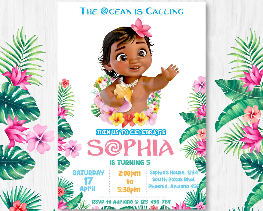 Moana baby best sale shower invitation